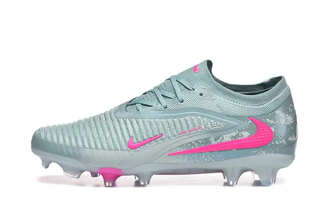 Nike Gray Pink Knit Upper Asymmetrical Lacing Firm-Ground Soccer Shoes 10