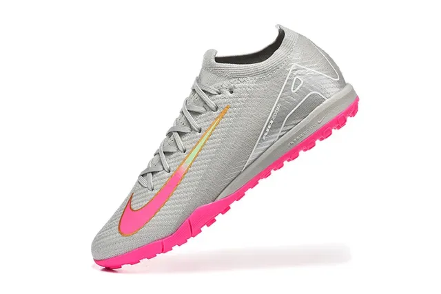 Nike Gray Pink Knit Upper Low-Cut Collar Indoor Soccer Shoes 4