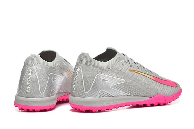 Nike Gray Pink Knit Upper Low-Cut Collar Indoor Soccer Shoes 5