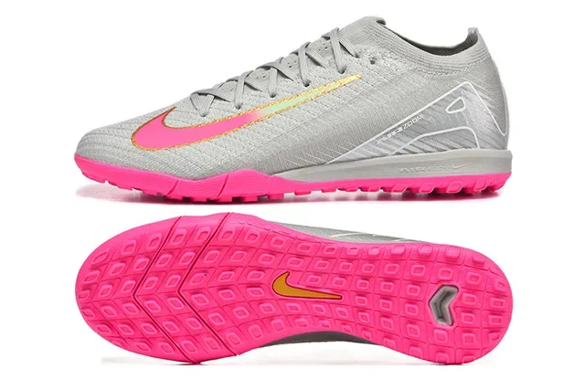 Nike Gray Pink Knit Upper Low-Cut Collar Indoor Soccer Shoes 9
