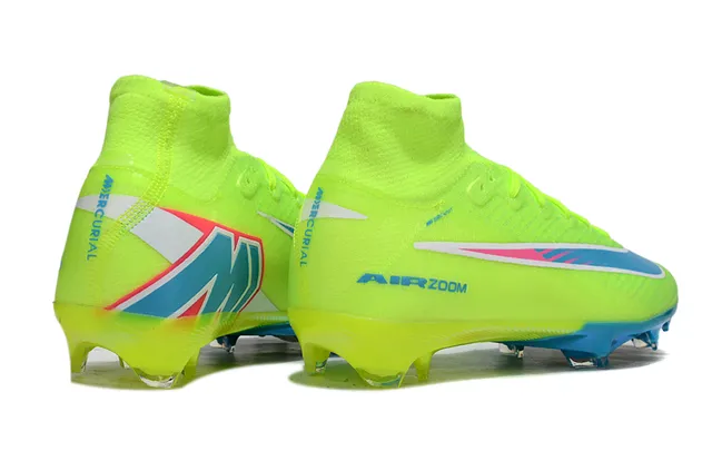 Nike Green Blue High-Cut Knit Bootie Iridescent Soleplate Firm-Ground Soccer Shoes 6