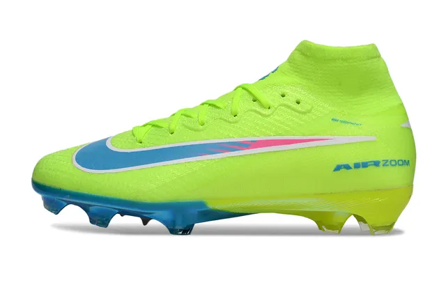 Nike Green Blue High-Cut Knit Bootie Iridescent Soleplate Firm-Ground Soccer Shoes 7