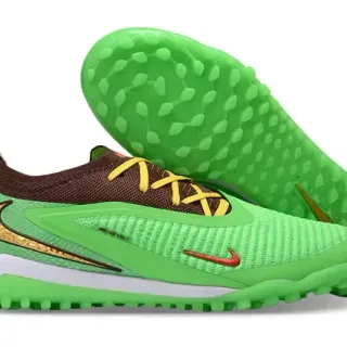 Nike Verde Marrón Knit Upper Molded TPU Cage Turf Zapatos de fútbol