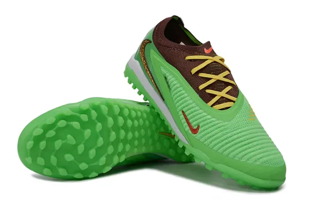 Nike Vert Marron Knit Upper Molded TPU Cage Turf Chaussures de football 12