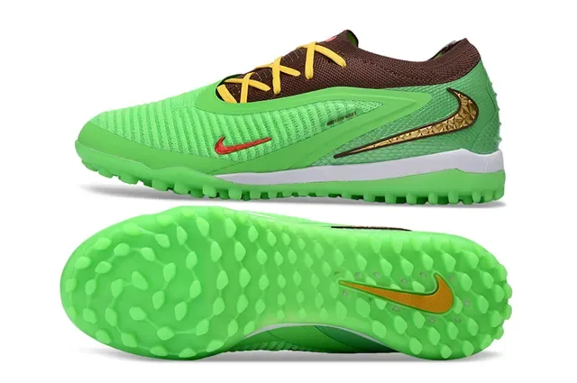 Nike Vert Marron Knit Upper Molded TPU Cage Turf Chaussures de football 14
