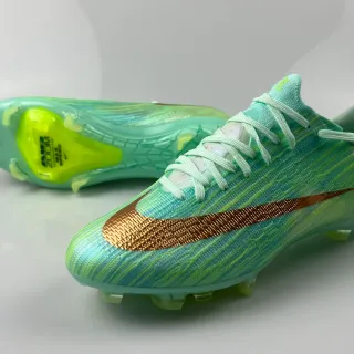 Nike Green Gold Textured Knit Upper Metallic Swoosh Firm-Ground Soccer Shoes
