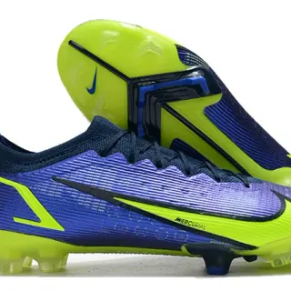 Nike Mercurial Blue Yellow Low-Cut Sock-Fit Upper Textured Synthetic Cage Firm-Ground Soccer Shoes