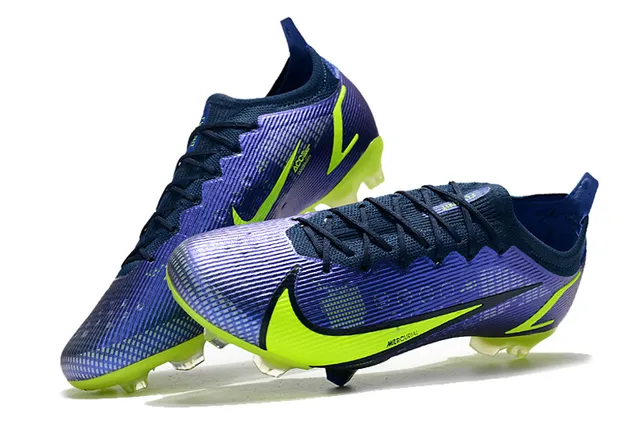 Nike Mercurial Blue Yellow Low-Cut Sock-Fit Upper Textured Synthetic Cage Firm-Ground Soccer Shoes 2