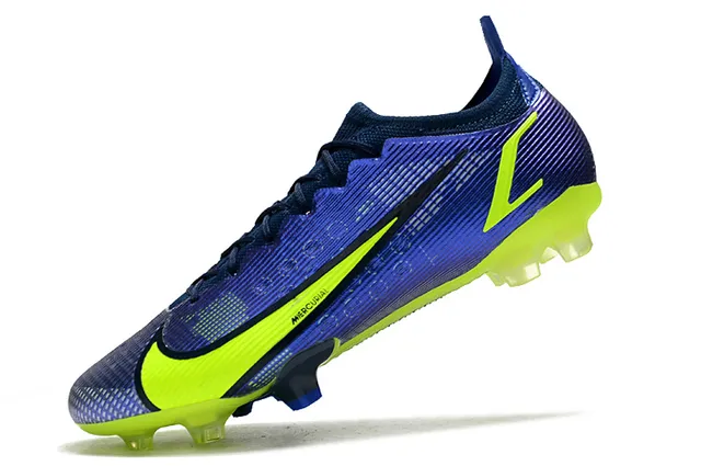 Nike Mercurial Blue Yellow Low-Cut Sock-Fit Upper Textured Synthetic Cage Firm-Ground Soccer Shoes 4