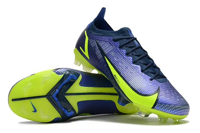Nike Mercurial Blue Yellow Low-Cut Sock-Fit Upper Textured Synthetic Cage Firm-Ground Soccer Shoes 5