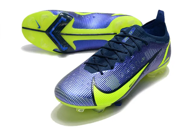 Nike Mercurial Blue Yellow Low-Cut Sock-Fit Upper Textured Synthetic Cage Firm-Ground Soccer Shoes 6
