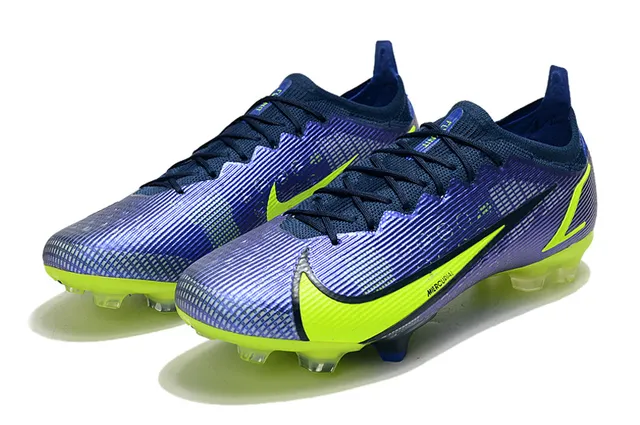 Nike Mercurial Blue Yellow Low-Cut Sock-Fit Upper Textured Synthetic Cage Firm-Ground Soccer Shoes 8