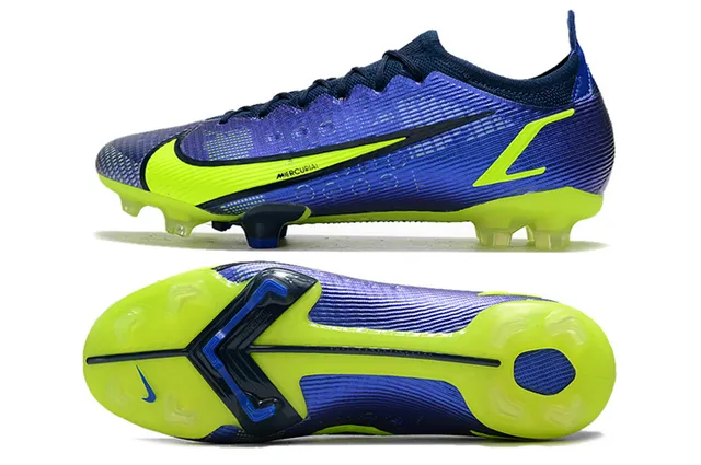 Nike Mercurial Blue Yellow Low-Cut Sock-Fit Upper Textured Synthetic Cage Firm-Ground Soccer Shoes 9