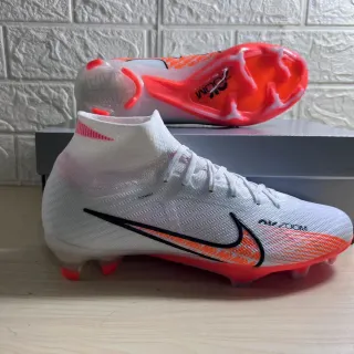 Nike Mercurial Superfly White Orange Black Firm-Ground Soccer Shoes