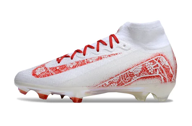 Nike Mercurial Superfly White Red Floral Iridescent Firm-Ground Soccer Shoes 6