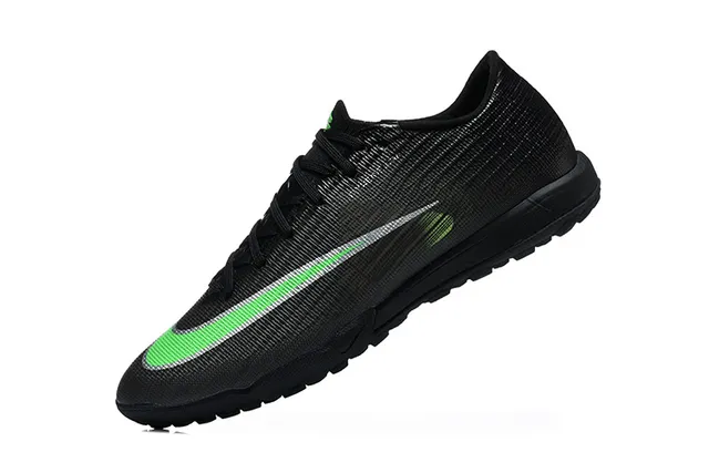 Nike Mercurial Vapor أسود أخضر منخفض القطع Flyknit العلوي ملعب العشب أحذية كرة القدم 4