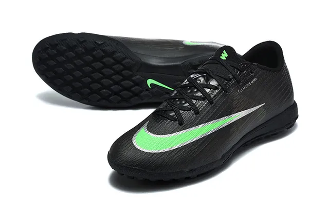 Nike Mercurial Vapor أسود أخضر منخفض القطع Flyknit العلوي ملعب العشب أحذية كرة القدم 6