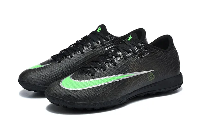 Nike Mercurial Vapor أسود أخضر منخفض القطع Flyknit العلوي ملعب العشب أحذية كرة القدم 8
