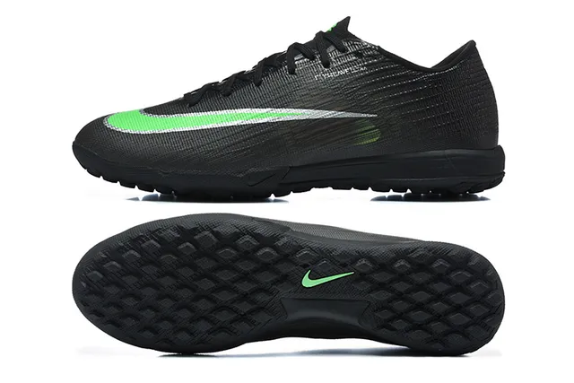 Nike Mercurial Vapor أسود أخضر منخفض القطع Flyknit العلوي ملعب العشب أحذية كرة القدم 9