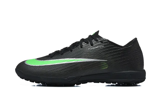 Nike Mercurial Vapor أسود أخضر منخفض القطع Flyknit العلوي ملعب العشب أحذية كرة القدم 10