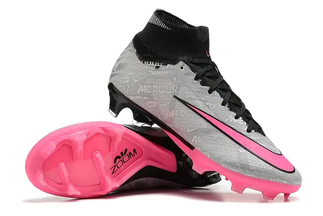 Nike Mercurial Vapor Gris Rose Hautes Upper Synthétique Texturé Chaussures de Football pour Sol Ferme 6