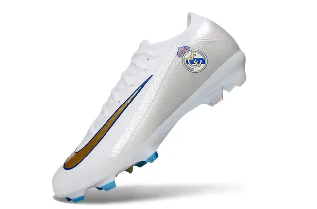 Nike Mercurial Vapor Real Madrid Blanc Or Bleu Chaussures de Football Firm-Ground 3