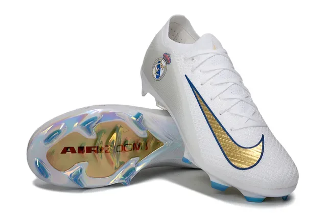 Nike Mercurial Vapor Real Madrid Blanc Or Bleu Chaussures de Football Firm-Ground 4