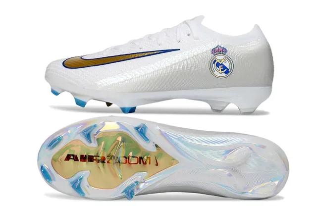 Nike Mercurial Vapor Real Madrid Blanc Or Bleu Chaussures de Football Firm-Ground 6