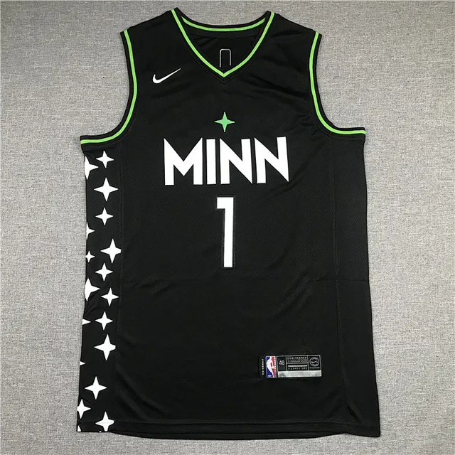 Nike Minnesota Timberwolves City Edition Noir Vert Néon Star Jersey 2