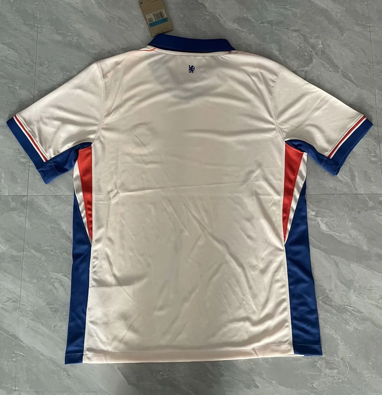 Nike Off-White Navy Red Trim V-Neck Athletic Jersey 2