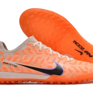 Nike Orange Beige Low-Cut Synthetic Upper Geometric Overlay Pattern Turf Soccer Shoes