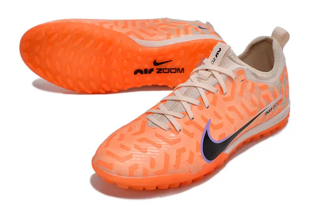 Nike Orange Beige Low-Cut Synthetic Upper Geometric Overlay Pattern Turf Soccer Shoes 6