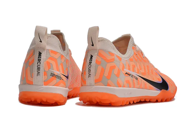 Nike Orange Beige Low-Cut Synthetic Upper Geometric Overlay Pattern Turf Soccer Shoes 7