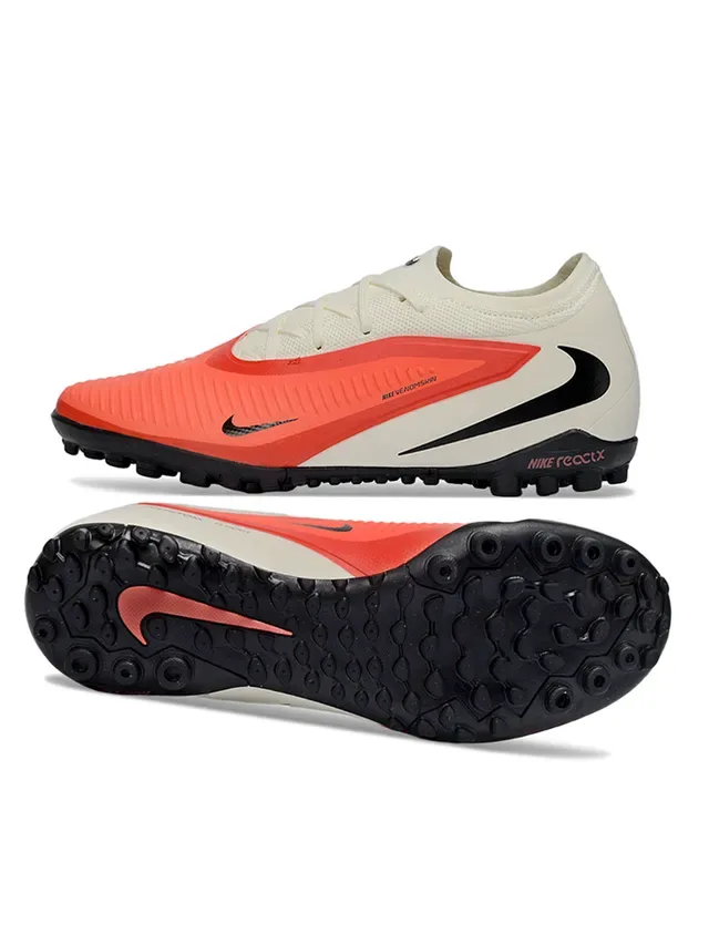 Nike chaussures de football turf orange et beige, upper synthétique, bas, studs moldés 4