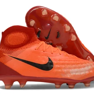 Nike Orange Black High-Cut Sock-Fit Collar Textured Forefoot Cage Firm-Ground Soccer Shoes