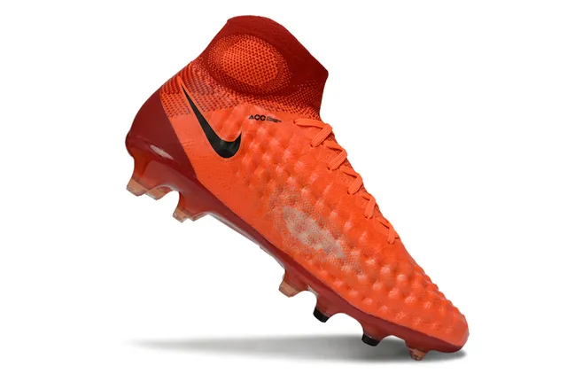 Nike Orange Black High-Cut Sock-Fit Collar Textured Forefoot Cage Firm-Ground Soccer Shoes 2