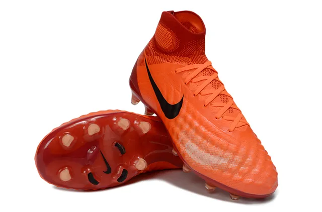 Nike Orange Black High-Cut Sock-Fit Collar Textured Forefoot Cage Firm-Ground Soccer Shoes 4