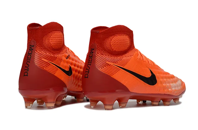 Nike Orange Black High-Cut Sock-Fit Collar Textured Forefoot Cage Firm-Ground Soccer Shoes 6