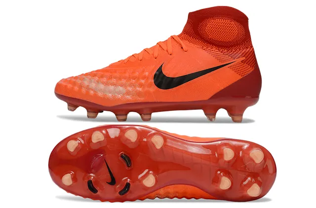 Nike Orange Black High-Cut Sock-Fit Collar Textured Forefoot Cage Firm-Ground Soccer Shoes 7