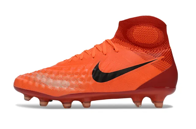 Nike Orange Black High-Cut Sock-Fit Collar Textured Forefoot Cage Firm-Ground Soccer Shoes 8