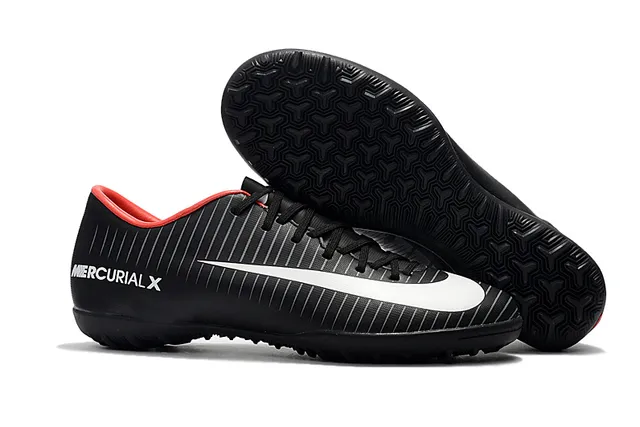 Nike Tênis de Futebol Indoor Laranja Preto Silhueta Baixa Ribeteada Superior Sintética 2