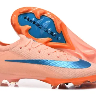Nike Orange Blue Flyknit Upper Asymmetric Lacing Firm-Ground Soccer Shoes