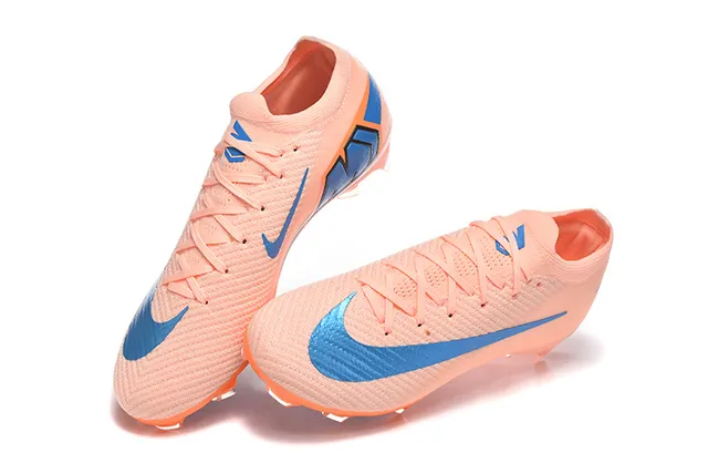 Nike Orange Blue Flyknit Upper Asymmetric Lacing Firm-Ground Soccer Shoes 2