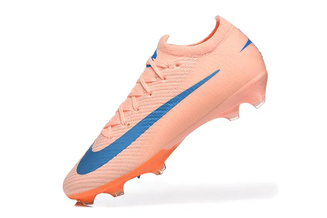 Nike Orange Blue Flyknit Upper Asymmetric Lacing Firm-Ground Soccer Shoes 4