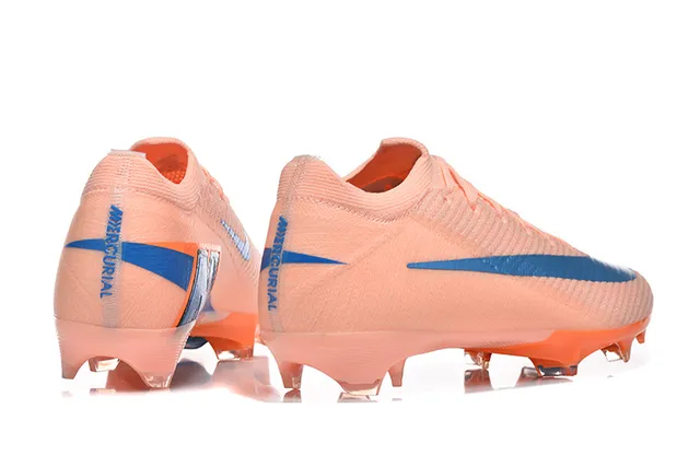 Nike Orange Blue Flyknit Upper Asymmetric Lacing Firm-Ground Soccer Shoes 5