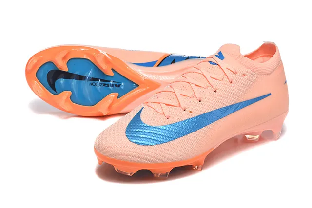 Nike Orange Blue Flyknit Upper Asymmetric Lacing Firm-Ground Soccer Shoes 6