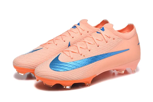 Nike Orange Blue Flyknit Upper Asymmetric Lacing Firm-Ground Soccer Shoes 8