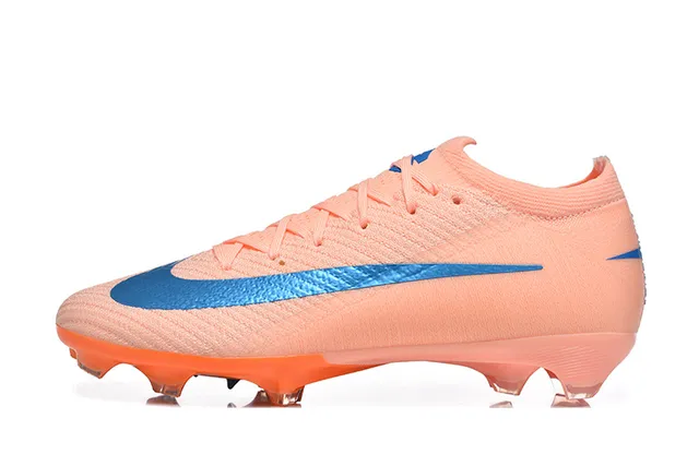 Nike Orange Blue Flyknit Upper Asymmetric Lacing Firm-Ground Soccer Shoes 10