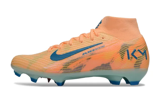 Nike Orange Blue High-Cut Sock-Fit Collar Flyknit Upper Firm-Ground Soccer Shoes 6