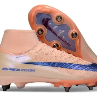 Nike Orange Blue High-Cut Sock-Fit Collar Flyknit Upper Firm-Ground Soccer Shoes